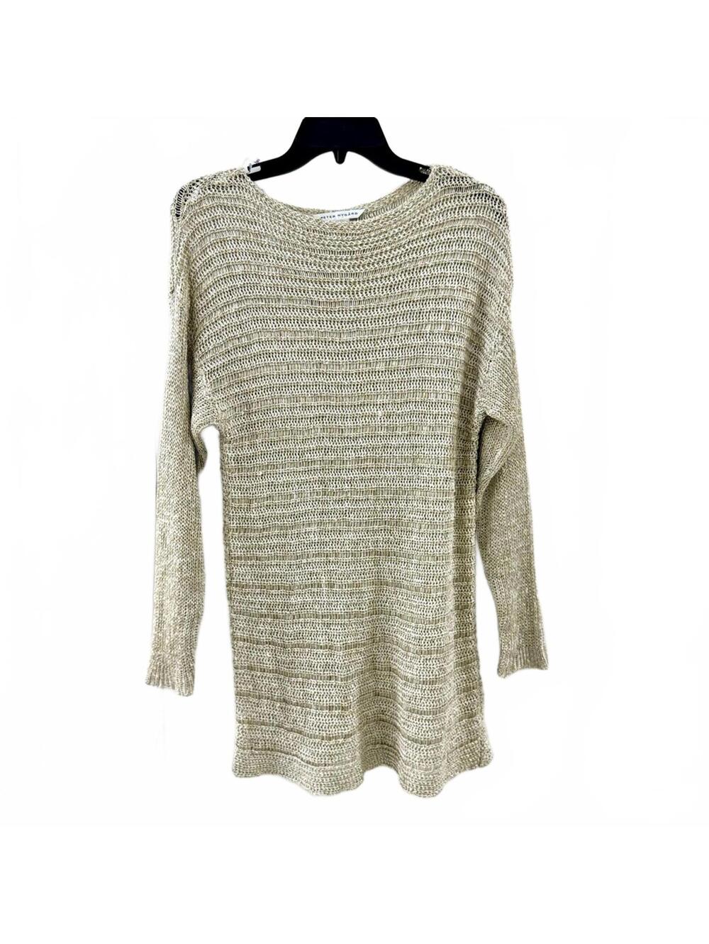 Vintage Y2K Peter Nygard Gold Metallic Crochet Knit Tunic Large Whimsygoth Boho